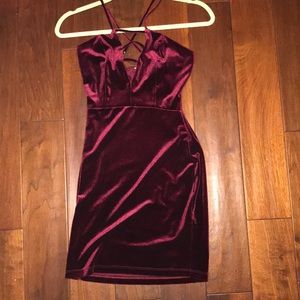 Velvet maroon mini dress